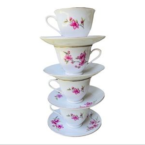 Beautiful Fine Bone China set of 4 - Cherry Blossoms Teacup and Saucer.